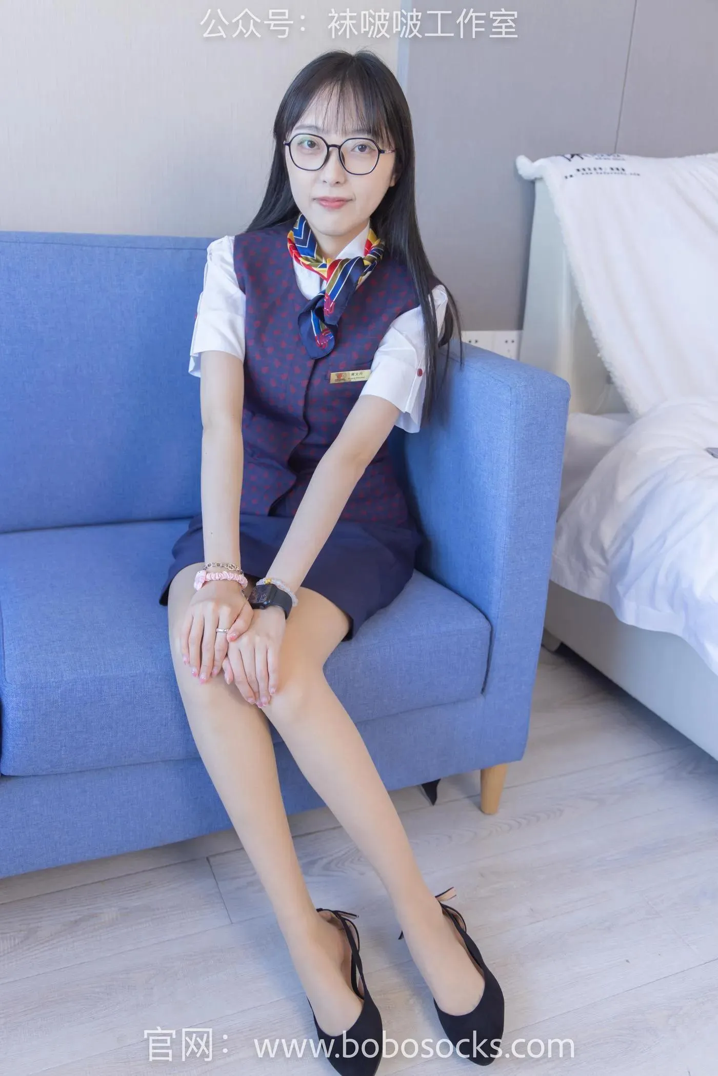 [BoBoSocks袜啵啵]NO.115 稚予-平底鞋、肉丝、空姐制服 [136P]插图3